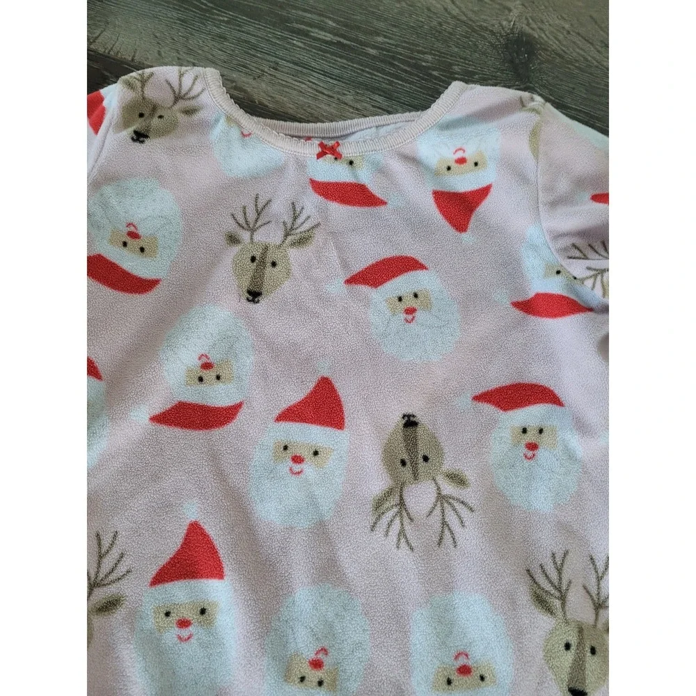 Carters Girls Pink Santa‎ Reindeer Fleece Pajama Sleep Dress Size 6-7 #4